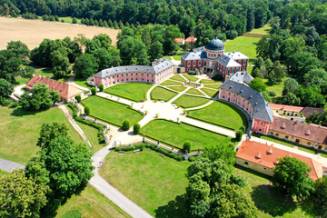 Veltrusy Chateau extra wide view nice weather in Czech Republic Europe - 522589304