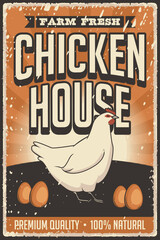 Chicken House Signage Poster Retro Rustic Classic Vector