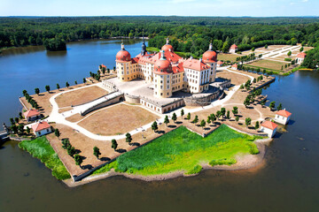 Moritzburg Castle in Germany Europe aerial view nice weather romantic castle