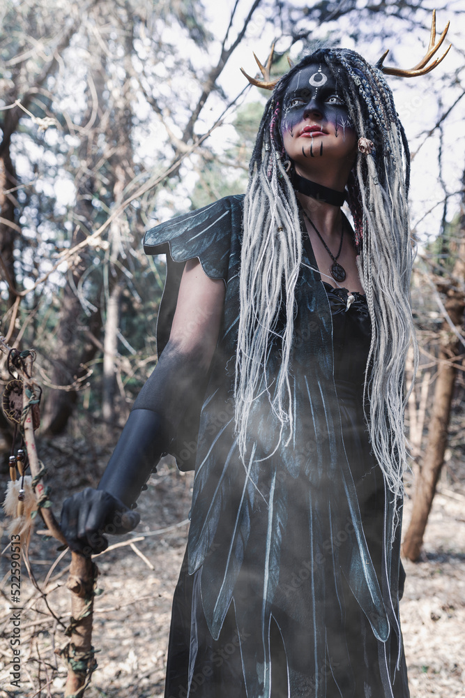 Poster forest witch in a pine forest