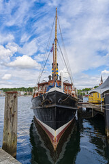 Fototapeta na wymiar Bow of a historic steamship in Northern Europe