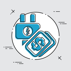 Vector illustration of single isolated energy cost icon
