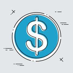 Vector illustration of single isolated dollars icon