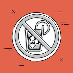 Vector illustration of no-drink cocktail icon