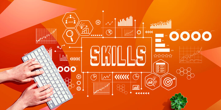 Skills Theme With Person Using A Computer Keyboard