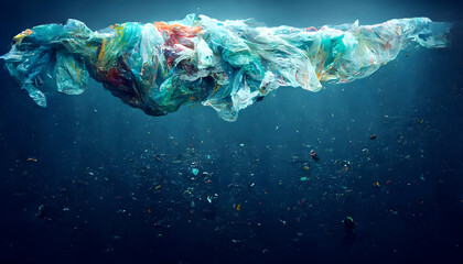 Plastikmüll treibt im Meer und zerfällt in die Tiefe