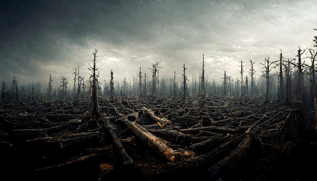 Waldsterben - Ein Wald voller kahler Bäume