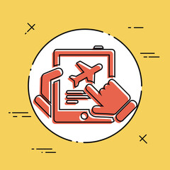 Airline booking on vertical tablet