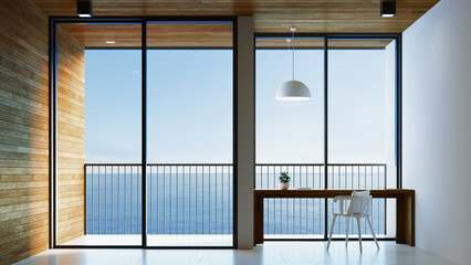 working room sea view - 3D rendering