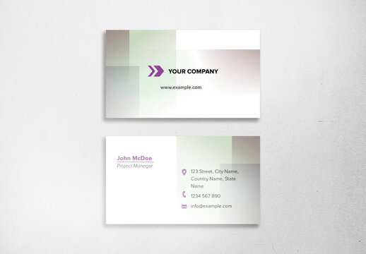 Business Card Abstract Elements and Green Purple Gradient