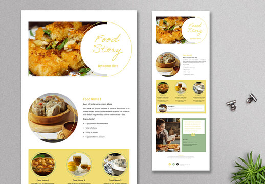 Foodie E Newsletter with Yellow and Green Accents