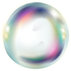 Rainbow soap bubble. Transparent glossy air sphere