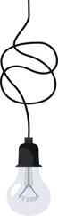 Electric lamp hanging on wire. Cartoon light bulb icon