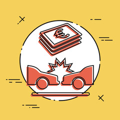 Car insurance payment - Euro - Vector web icon
