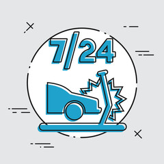 Car crash assistance 7/24 - Vector flat icon