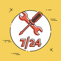 Assistance services 7/24 - Vector web icon