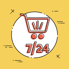 7/24 shopping - Vector web icon