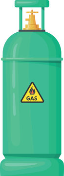 Green tank with flamable gas. Cartoon fuel container