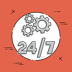 Steady technical support 24/7 - Vector web icon