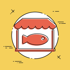 Fish shop - Vector web icon