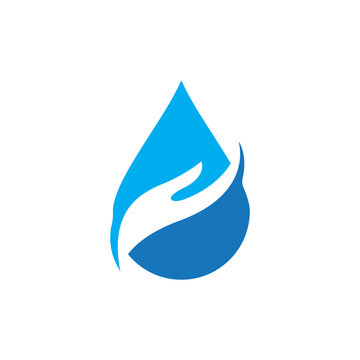 water drop and hand logo