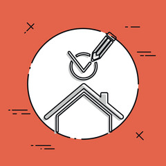 Checking house - Vector web icon