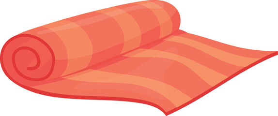 Red carpet roll. Cartoon striped rug icon