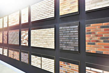 Brick decorative wall panels on construction store