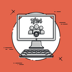 7/24 web team - Vector flat icon