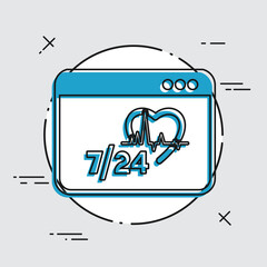 Online medical assistance 7/24 - Vector flat icon
