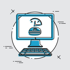 Fast food full time service - Vector flat icon