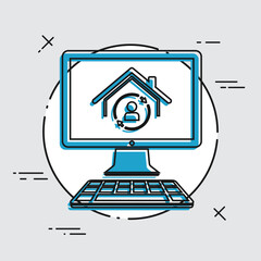 Online house services - Vector flat icon