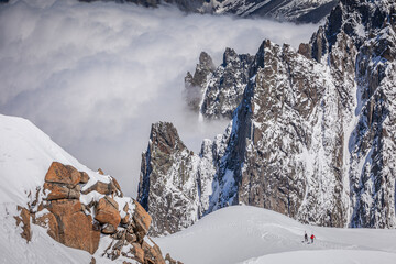 Mont Blanc Massif ice cap in Haute Savoie, Chamonix, French Alps