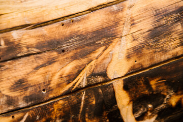 The texture of burnt wood. Black spots on the tree. Abstract background.