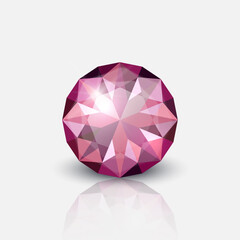 Vector 3d Realistic Transparent Gemstone, Diamond, Crystal, Rhinestone Icon Closeup Isolated on White. Jewerly Concept. Design Template, Clipart