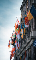 International flags on Antwerp city hall