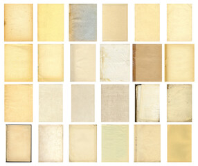 Fototapeta premium Paper and textile textures set. Blank old pages with rough faded surface. Perfect for background and vintage style design. Empty place for text.
