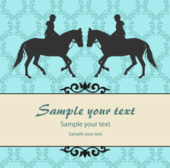 vector illustration, rider controls running horse, competition dressage