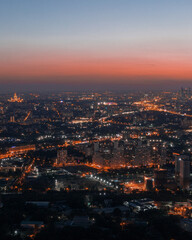 Panoramic view of Moscow from a bird's eye view taken on a drone
