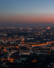 Panoramic view of Moscow from a bird's eye view taken on a drone