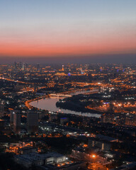 Obraz premium Panoramic view of Moscow from a bird's eye view taken on a drone