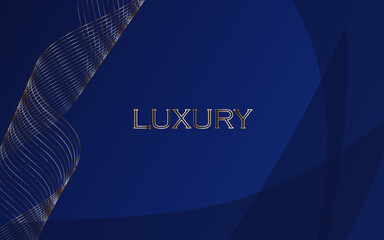 Blue gradient background with golden lines, star award. Vector glowing effect. An invitation to an anniversary party, a poster, an advertisement, a banner, a bright decoration.