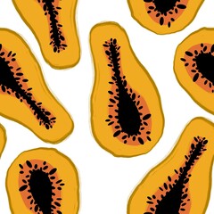 Summer cartoon seamless papaya pattern for clothes print and wrapping and kids fabrics and and kitchen
