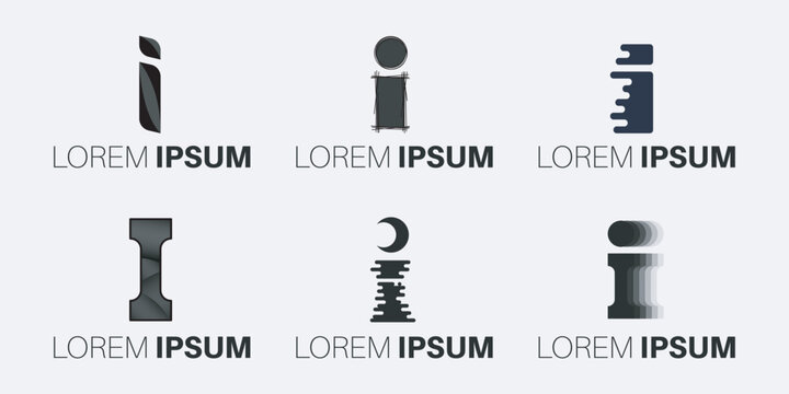 Set of creative monogram letter I logo design