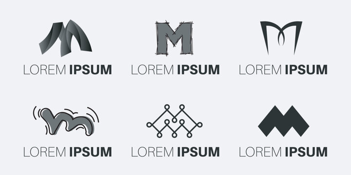 Set of creative monogram letter m logo design