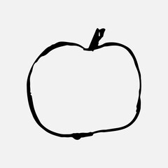 Hand drawn apple on a white isolated background. Doodle, simple outline illustration. It can be used for decoration of textile, paper and other surfaces