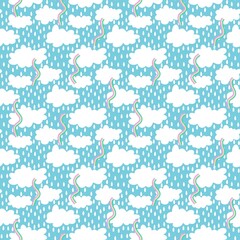 Cartoon seamless clouds and rain drops pattern for kids clothes print and accessories and notebooks and wrapping