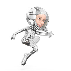 mini astronaut cartoon is running