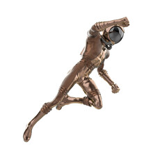 retro astronaut is flying up