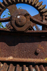 Old rusty gears details of the mechanism